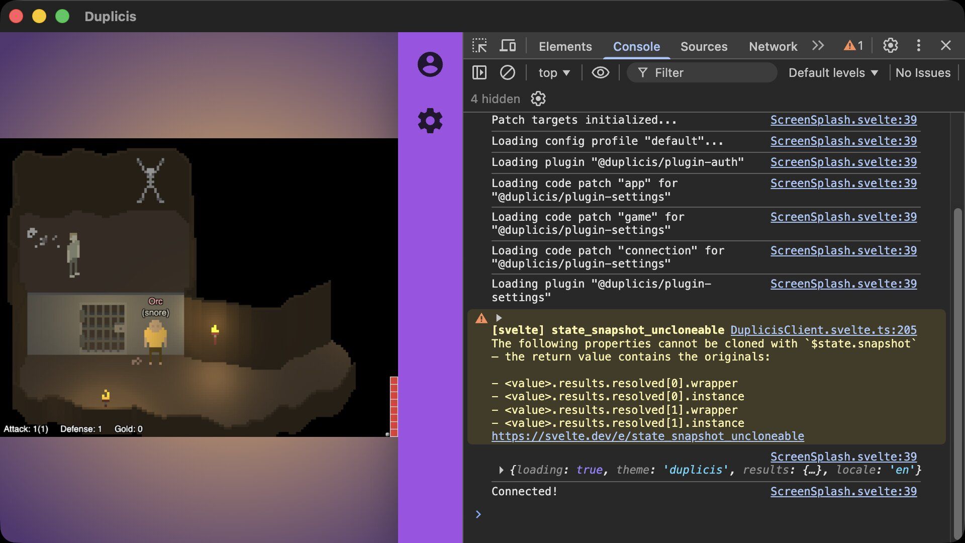Client devtools screenshot